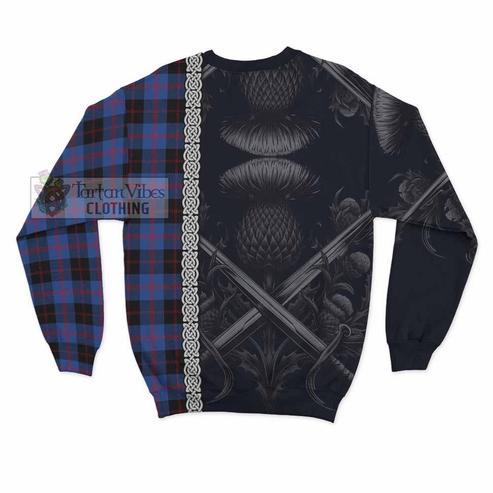 Tartan Vibes Clothing Maule Tartan Sweatshirt with Family Crest Cross Sword Thistle Celtic Vibes