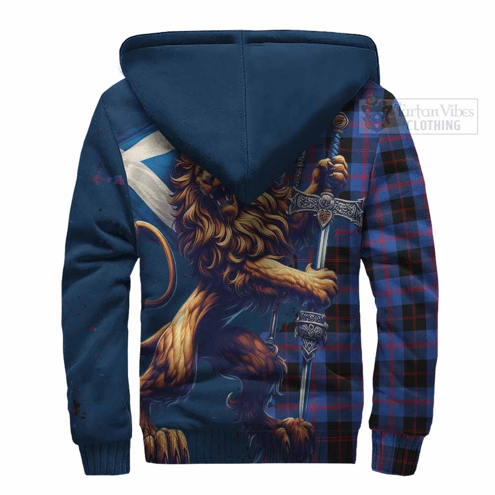 Tartan Vibes Clothing Maule Tartan Family Crest Sherpa Hoodie with Scottish Majestic Lion