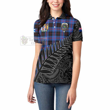 Maule Crest Tartan Women's Polo Shirt with New Zealand Silver Fern Half Style