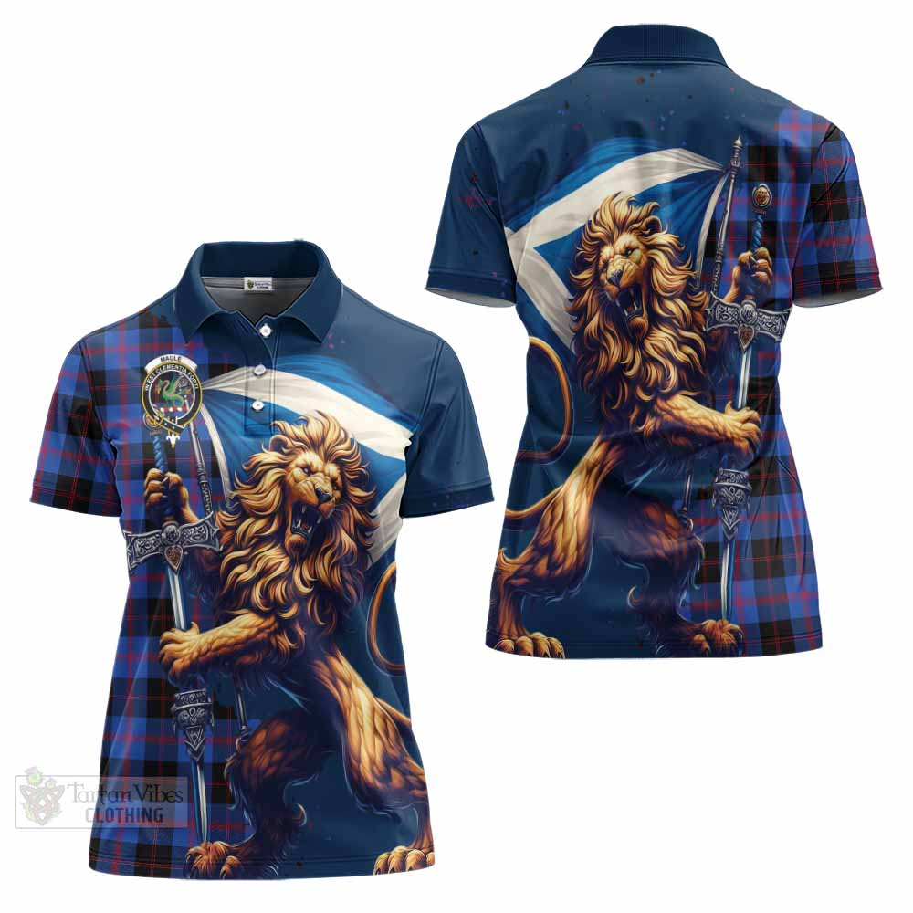 Tartan Vibes Clothing Maule Tartan Family Crest Women's Polo Shirt with Scottish Majestic Lion