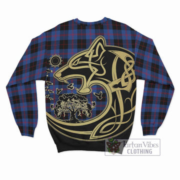 Maule Tartan Sweatshirt with Family Crest Celtic Wolf Style