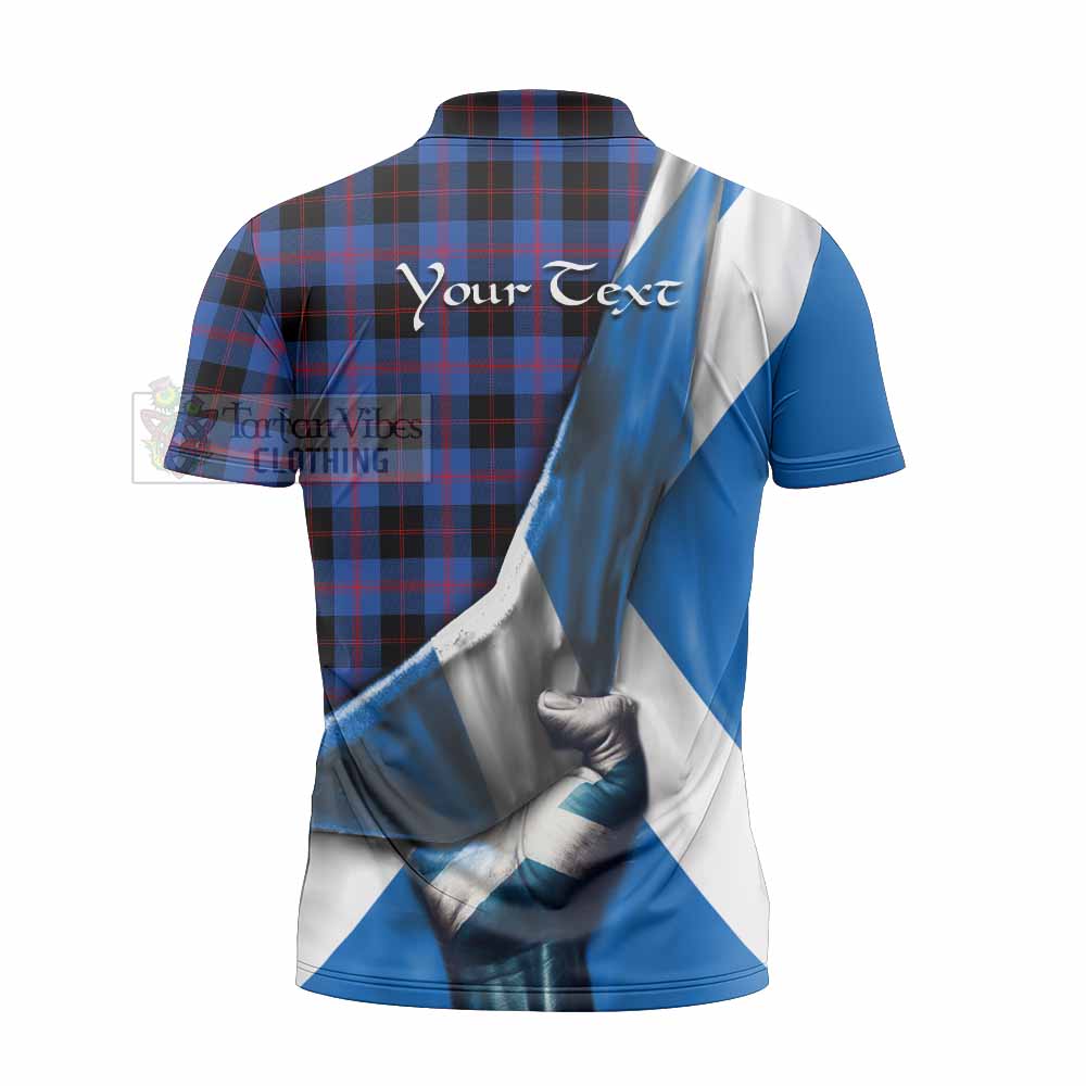 Tartan Vibes Clothing Maule Tartan Zipper Polo Shirt with Family Crest Scotland Patriotic Style