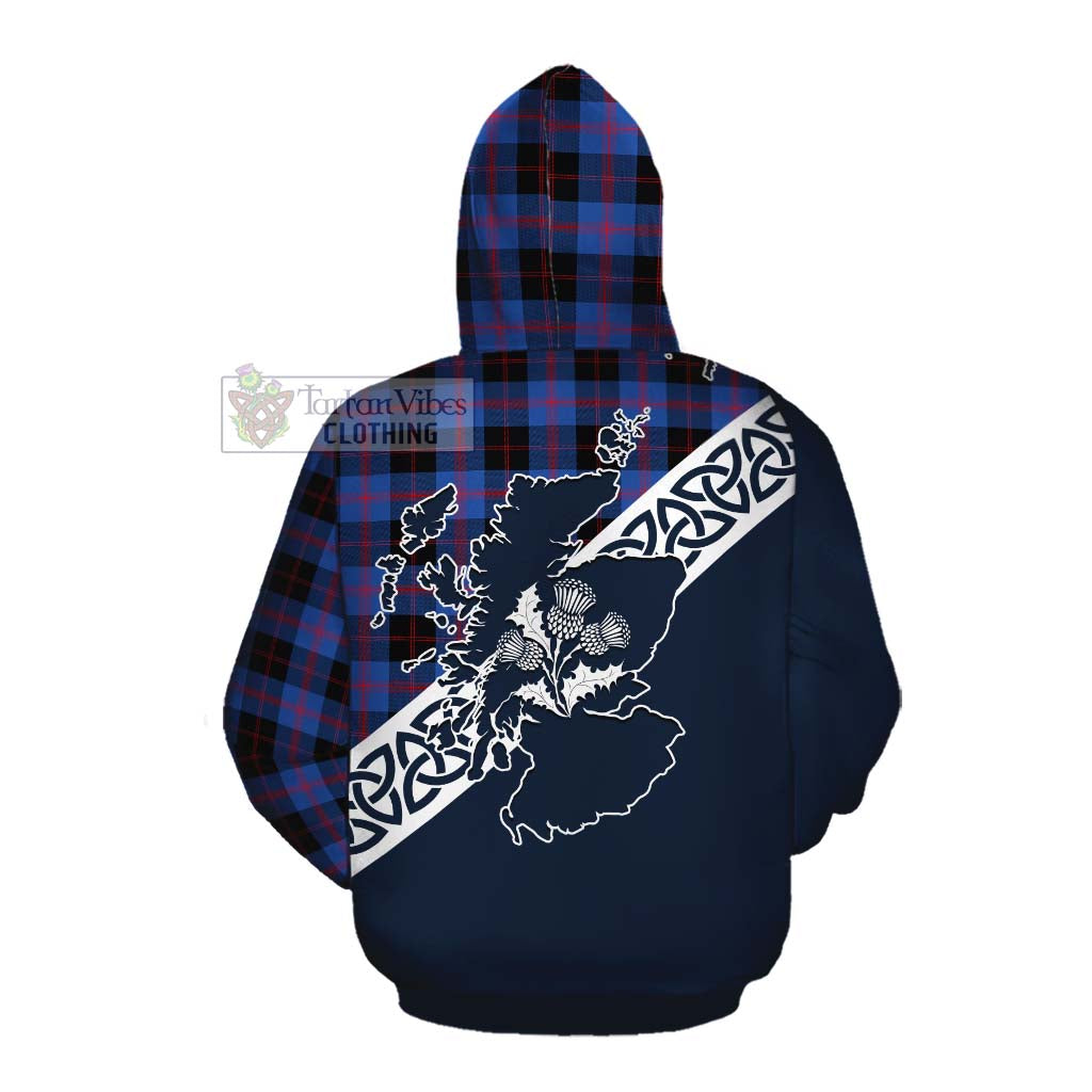 Tartan Vibes Clothing Maule Tartan Cotton Hoodie Featuring Thistle and Scotland Map