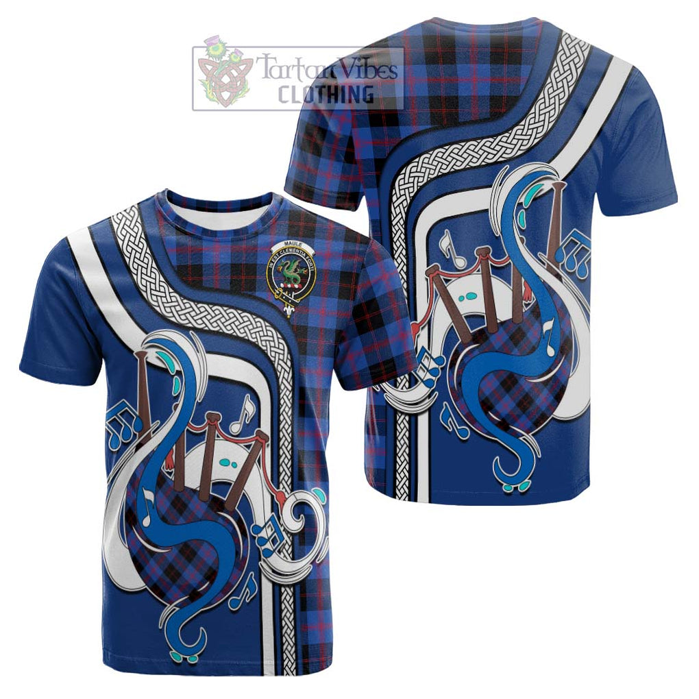 Tartan Vibes Clothing Maule Tartan Cotton T-shirt with Epic Bagpipe Style