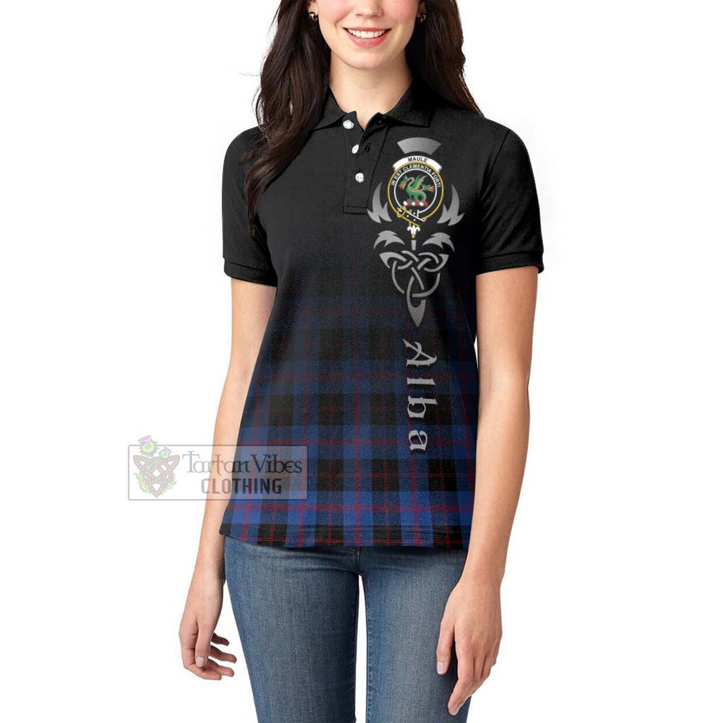 Tartan Vibes Clothing Maule Tartan Women's Polo Shirt Featuring Alba Gu Brath Family Crest Celtic Inspired