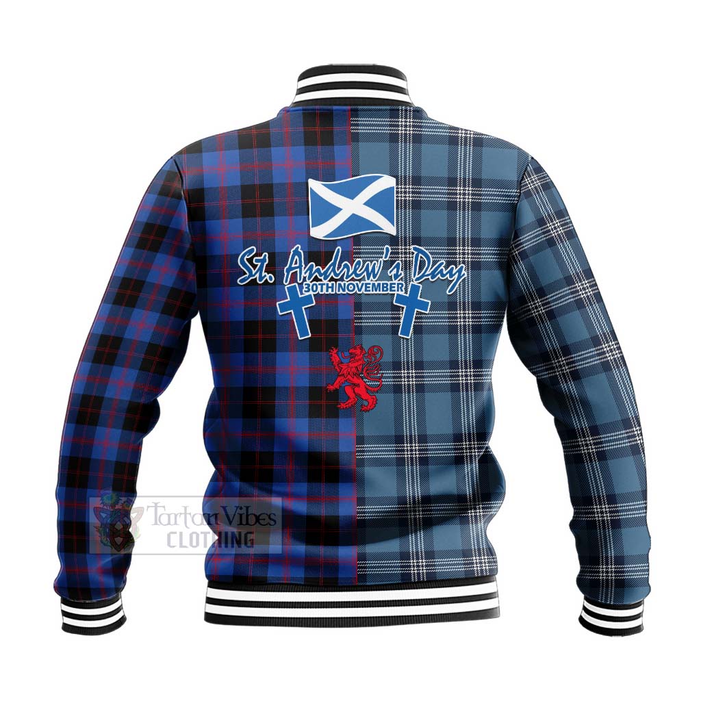 Tartan Vibes Clothing Maule Tartan Baseball Jacket Happy St. Andrew's Day Half Tartan Style