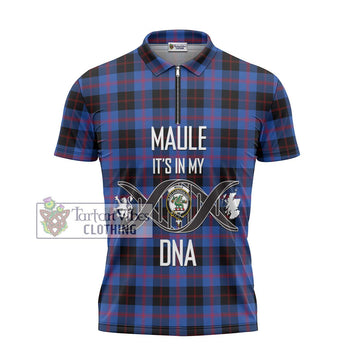 Maule Tartan Zipper Polo Shirt with Family Crest DNA In Me Style