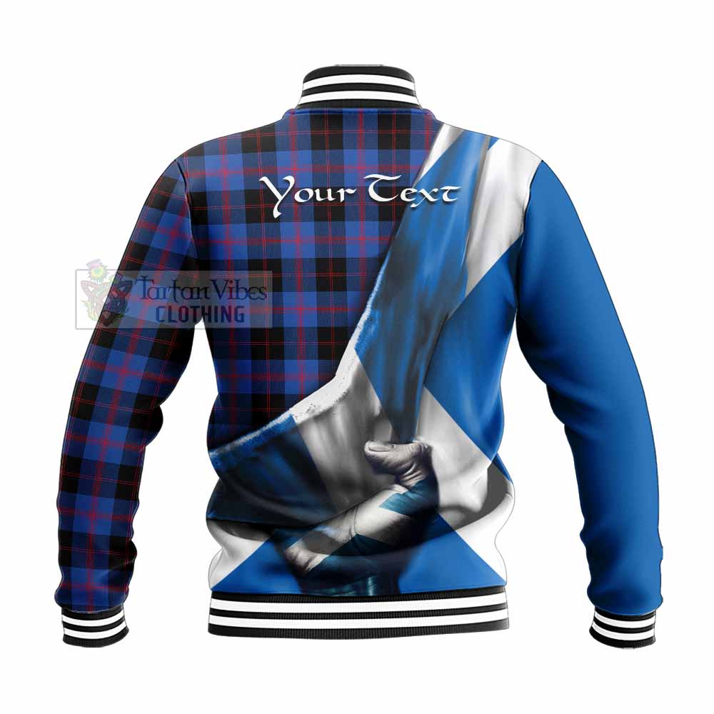 Tartan Vibes Clothing Maule Tartan Baseball Jacket with Family Crest Scotland Patriotic Style