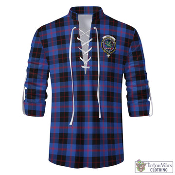 Maule Tartan Men's Scottish Traditional Jacobite Ghillie Kilt Shirt with Family Crest