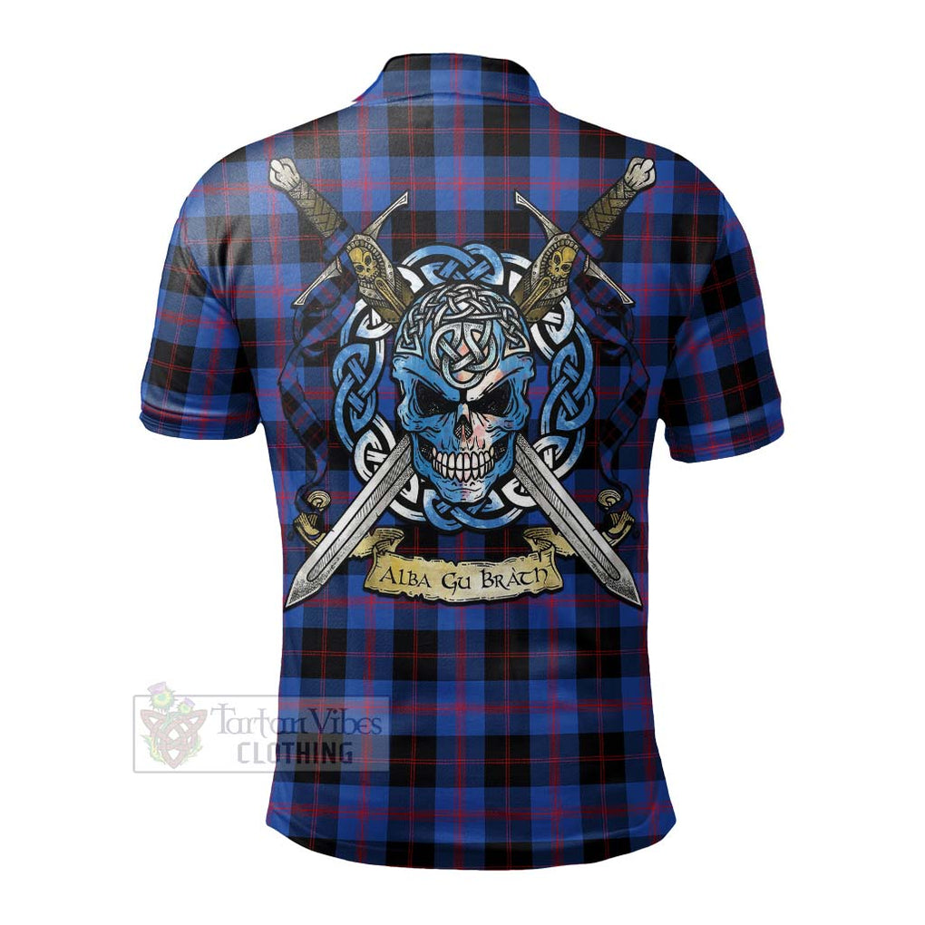 Tartan Vibes Clothing Maule Tartan Polo Shirt with Family Crest Celtic Skull Style