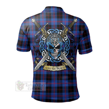 Maule Tartan Polo Shirt with Family Crest Celtic Skull Style