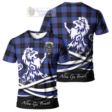 Maule Tartan Cotton T-shirt with Alba Gu Brath Regal Lion Emblem