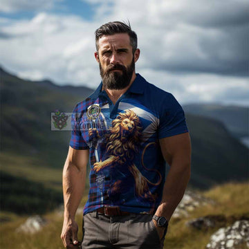 Maule Tartan Family Crest Men's Polo Shirt with Scottish Majestic Lion