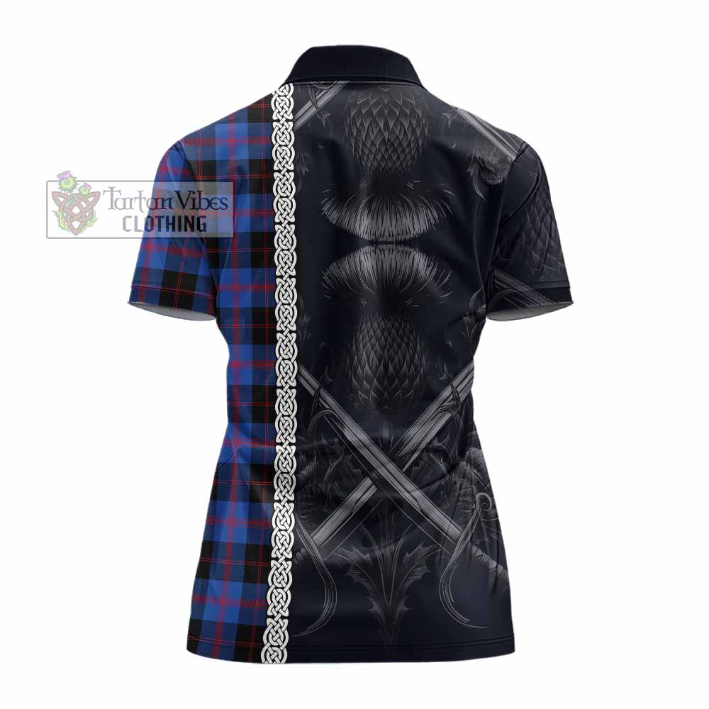 Tartan Vibes Clothing Maule Tartan Women's Polo Shirt with Family Crest Cross Sword Thistle Celtic Vibes