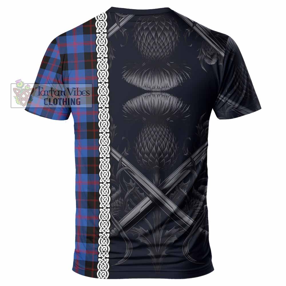 Tartan Vibes Clothing Maule Tartan T-Shirt with Family Crest Cross Sword Thistle Celtic Vibes