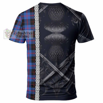 Maule Tartan T-Shirt with Family Crest Cross Sword Thistle Celtic Vibes