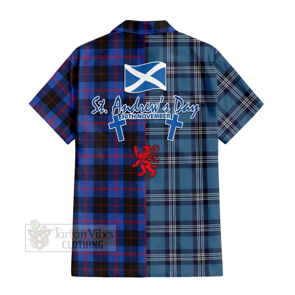 Tartan Vibes Clothing Maule Tartan Short Sleeve Button Shirt Happy St. Andrew's Day Half Tartan Style