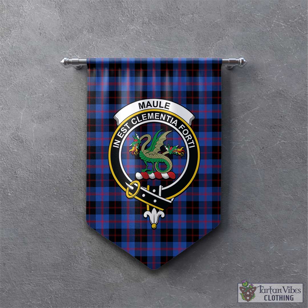 Tartan Vibes Clothing Maule Tartan Gonfalon, Tartan Banner with Family Crest