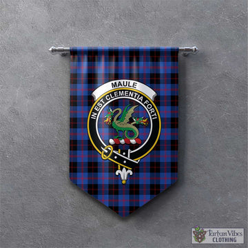 Maule Tartan Gonfalon, Tartan Banner with Family Crest