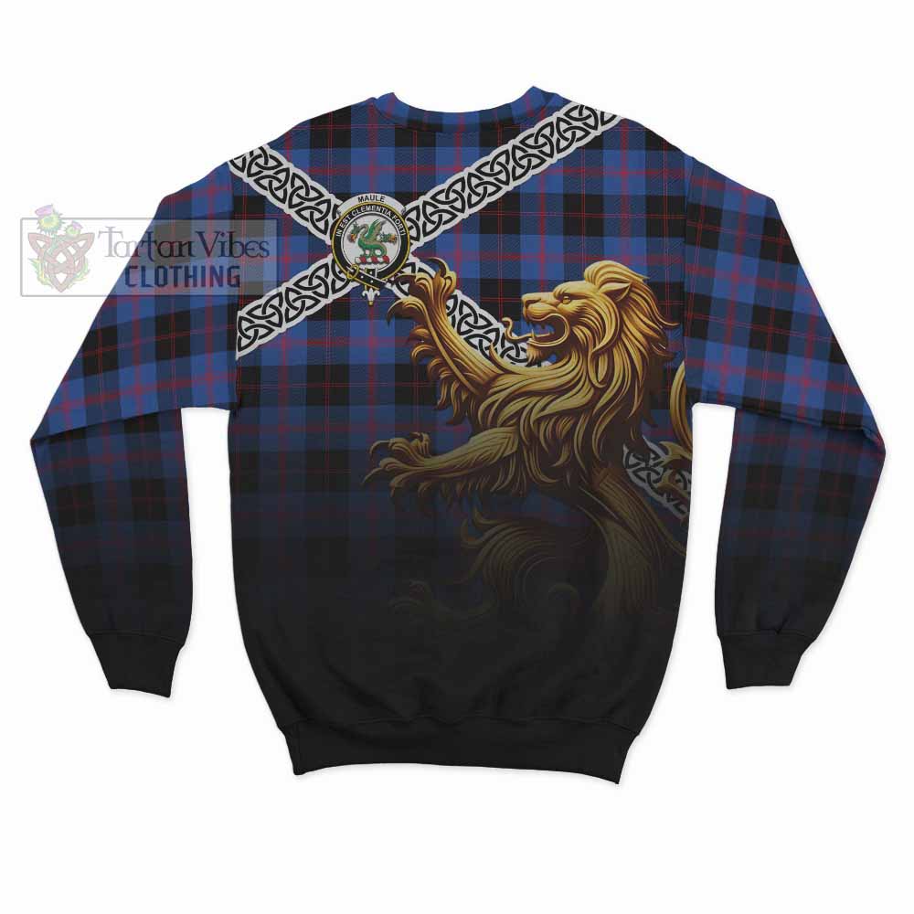 Maule Crest Tartan Sweatshirt with Golden Lion Emblem Celtic Style - Tartan Vibes Clothing