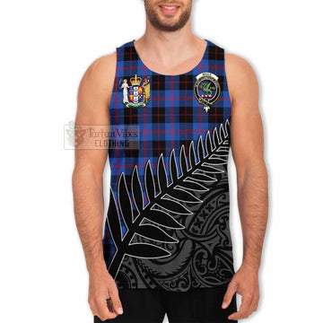 Maule Crest Tartan Men's Tank Top with New Zealand Silver Fern Half Style