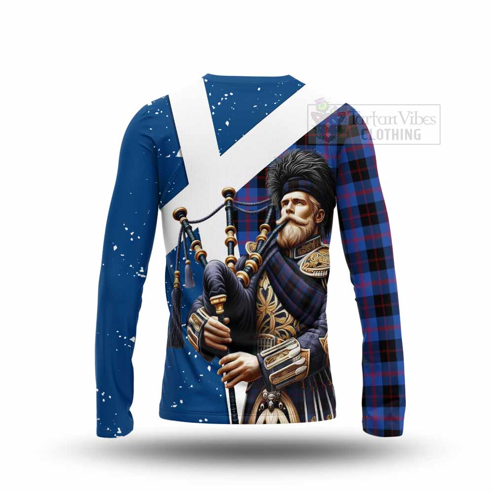 Tartan Vibes Clothing Maule Tartan Long Sleeve T-Shirt with Family Crest Scottish Bagpiper Vibes