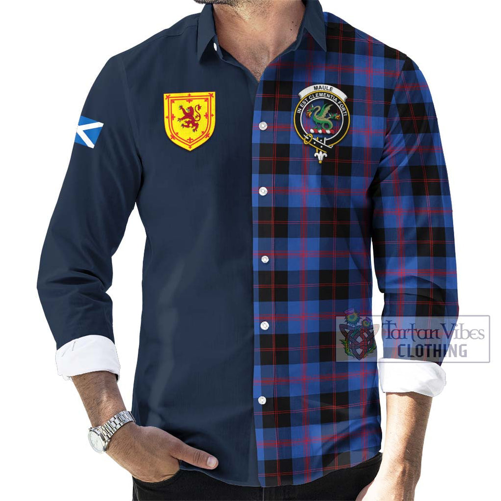 Tartan Vibes Clothing Maule Tartan Long Sleeve Button Shirt with Scottish Lion Royal Arm Half Style