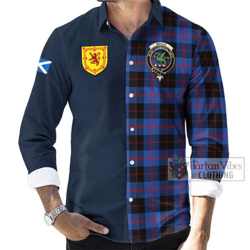 Maule Tartan Long Sleeve Button Shirt Alba with Scottish Lion Royal Arm Half Style