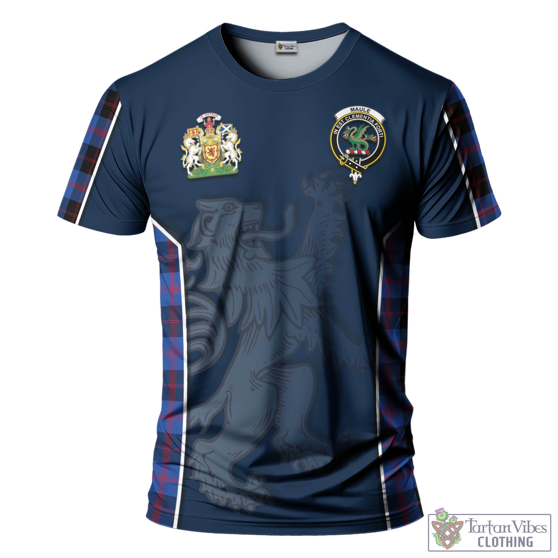 Tartan Vibes Clothing Maule Tartan T-Shirt with Family Crest and Lion Rampant Vibes Sport Style