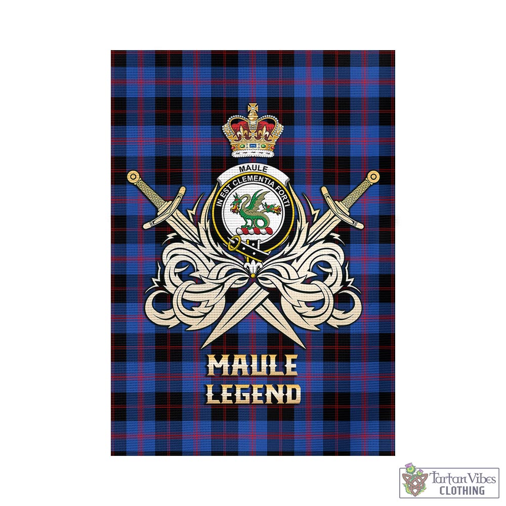 Tartan Vibes Clothing Maule Tartan Flag with Clan Crest and the Golden Sword of Courageous Legacy