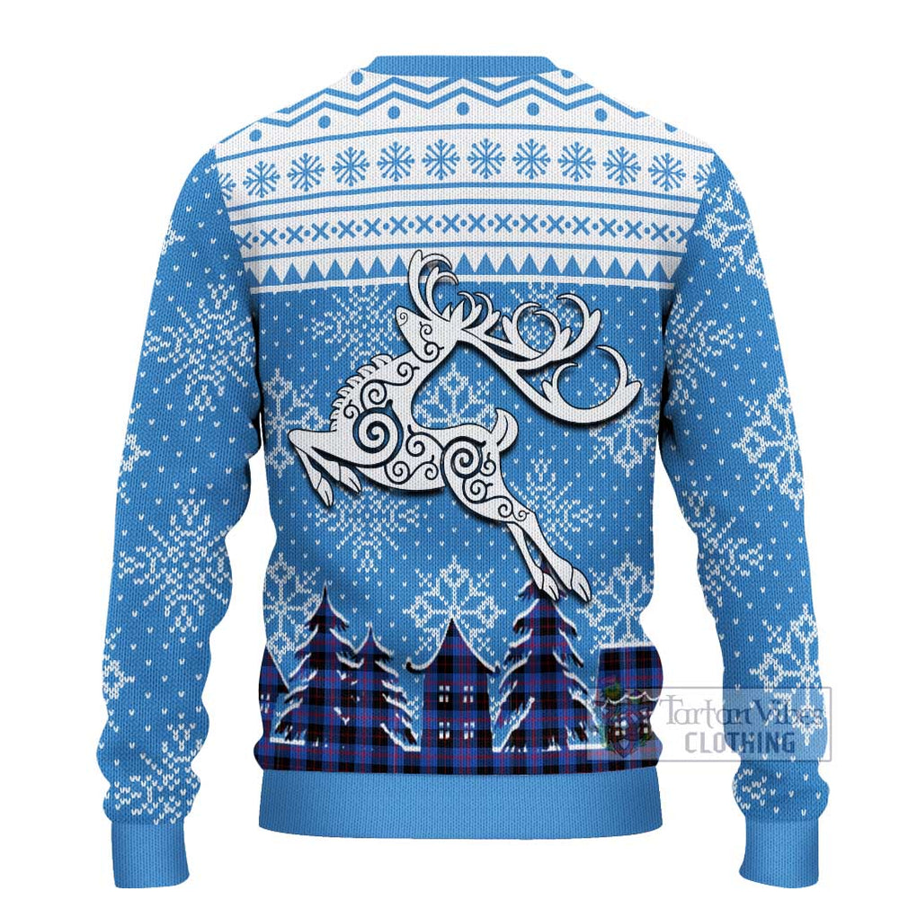 Tartan Vibes Clothing Maule Clan Christmas Ugly Sweater with Tartan and Celtic Raindeer Style