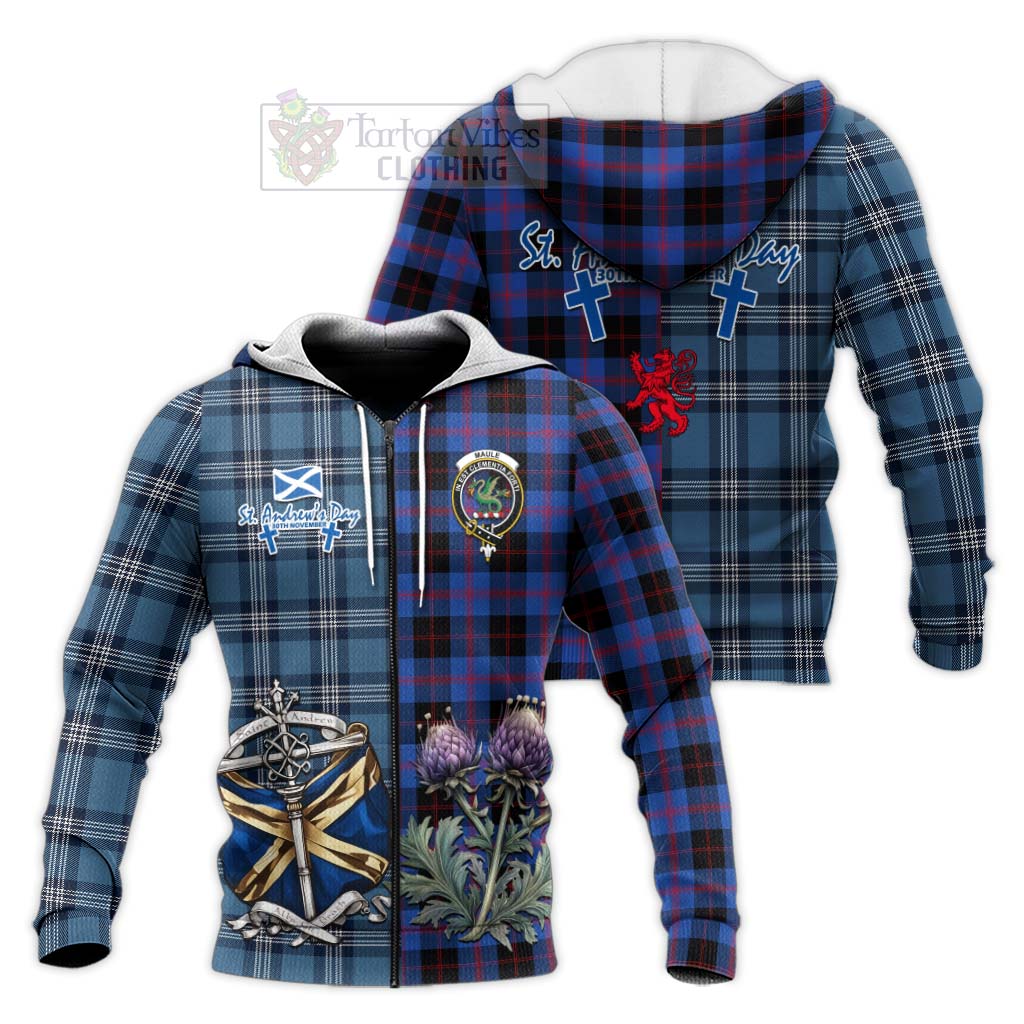 Tartan Vibes Clothing Maule Tartan Knitted Hoodie Happy St. Andrew's Day Half Tartan Style