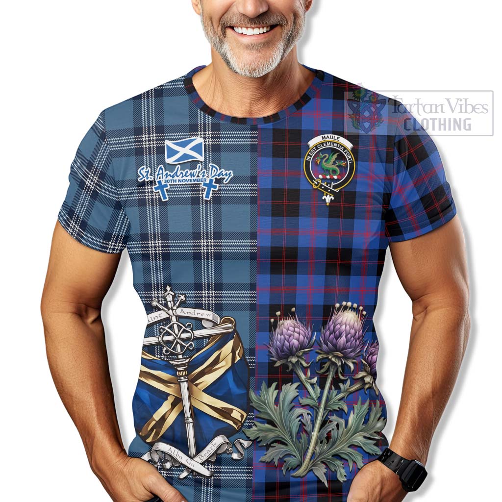 Tartan Vibes Clothing Maule Tartan T-Shirt Happy St. Andrew's Day Half Tartan Style