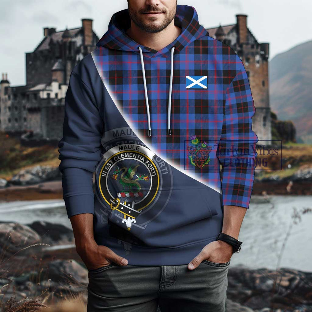 Maule Tartan Hoodie with Personalised National Flag and Family Crest Half Style - Tartanvibesclothing Shop