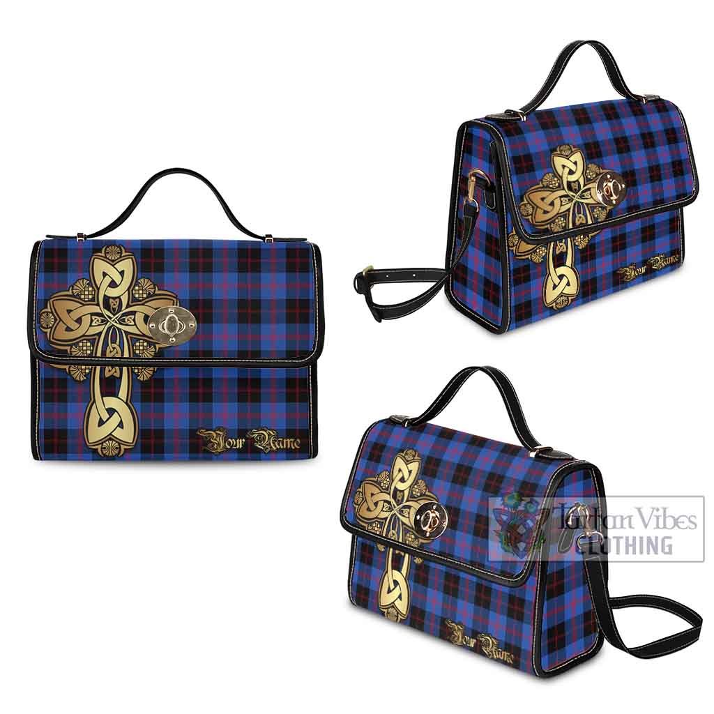 Tartan Vibes Clothing Maule Tartan Waterproof Canvas Bag Golden Thistle Celtic Cross Style