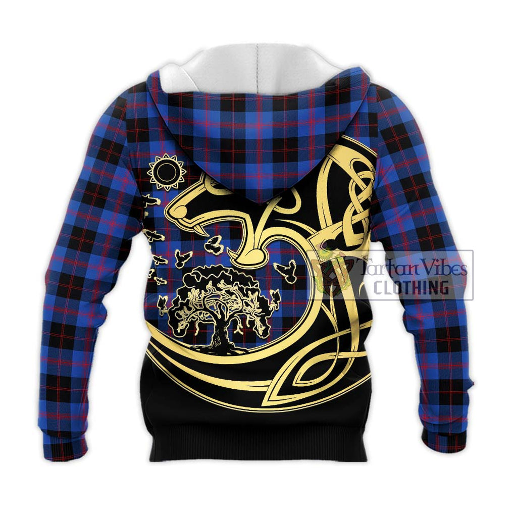 Maule Tartan Knitted Hoodie with Family Crest Celtic Wolf Style - Tartan Vibes Clothing