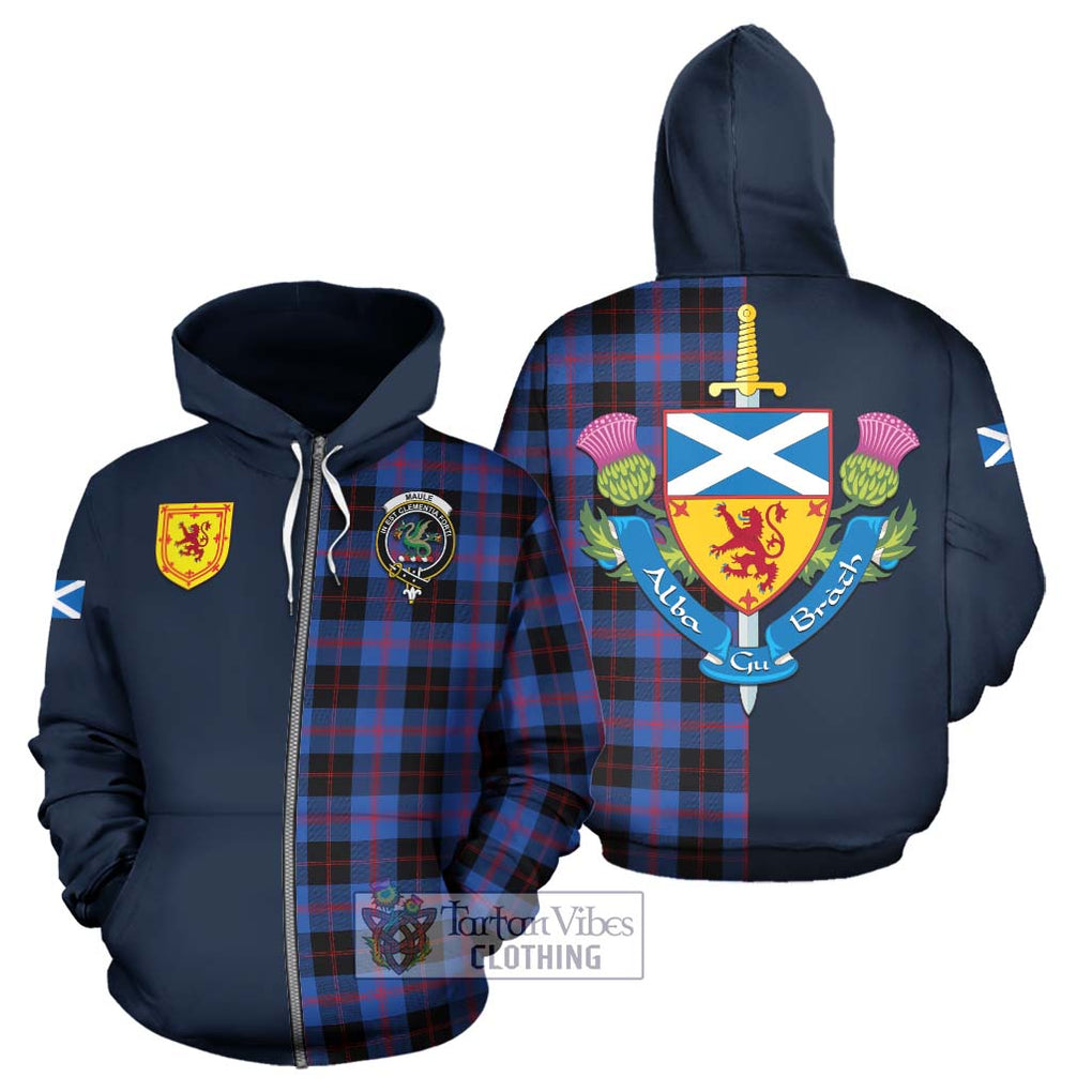 Tartan Vibes Clothing Maule Tartan Hoodie with Scottish Lion Royal Arm Half Style