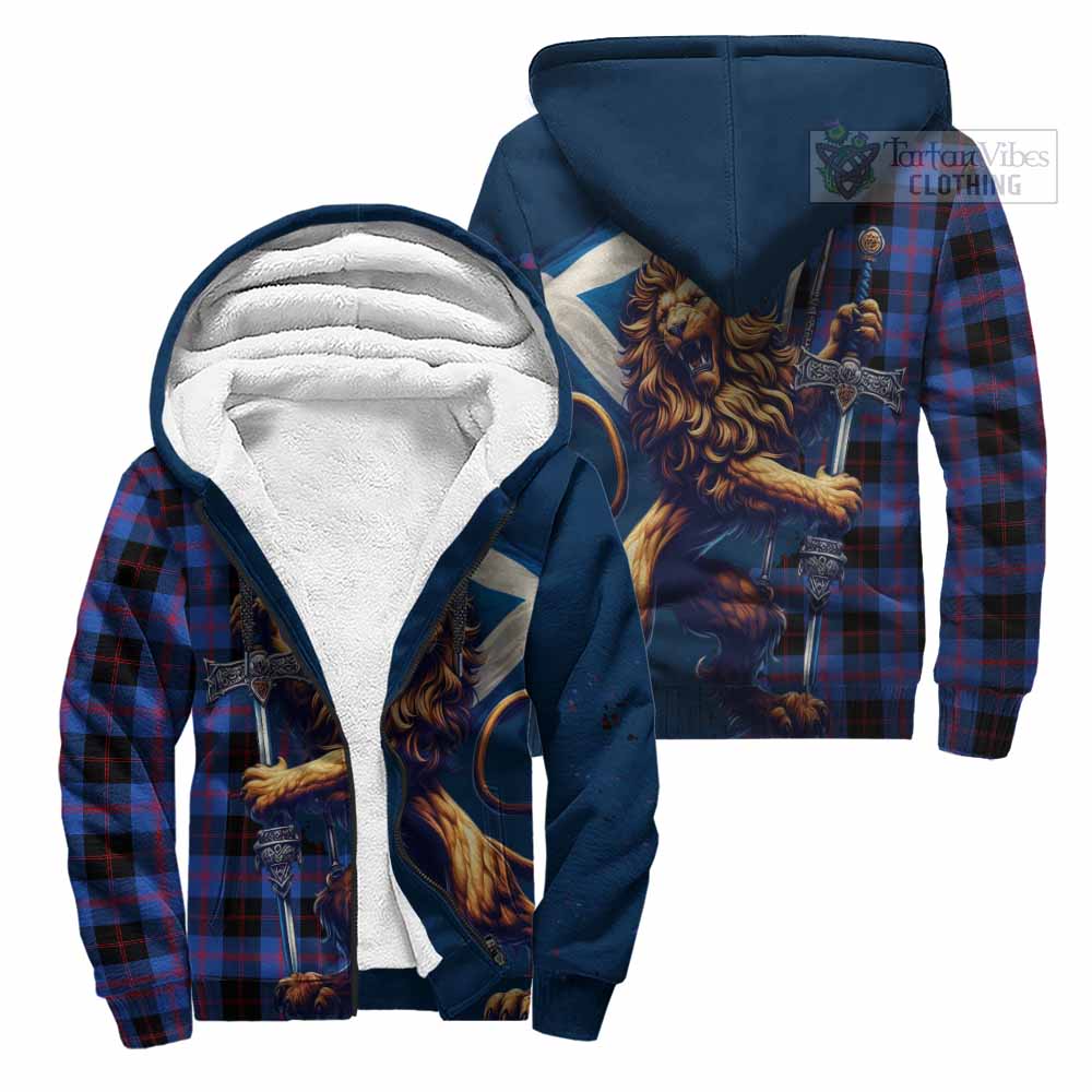 Tartan Vibes Clothing Maule Tartan Family Crest Sherpa Hoodie with Scottish Majestic Lion