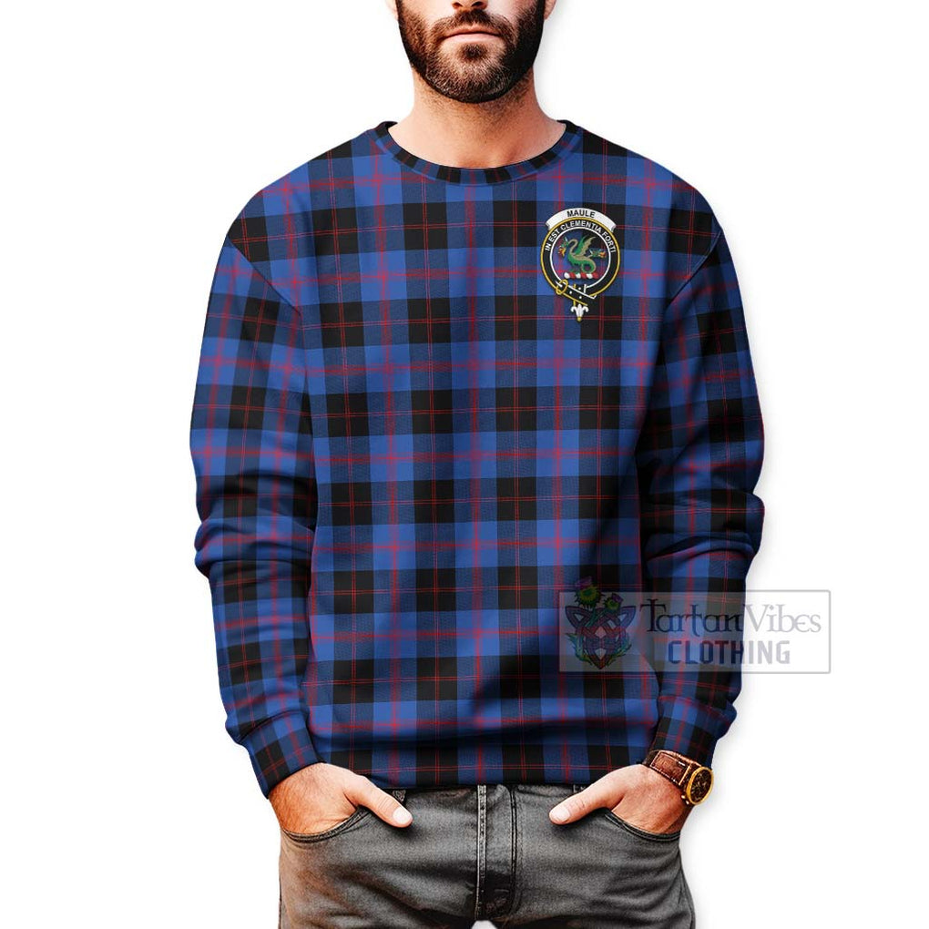 Tartan Vibes Clothing Maule Tartan Sweatshirt with Family Crest and Bearded Skull Holding Bottles of Whiskey