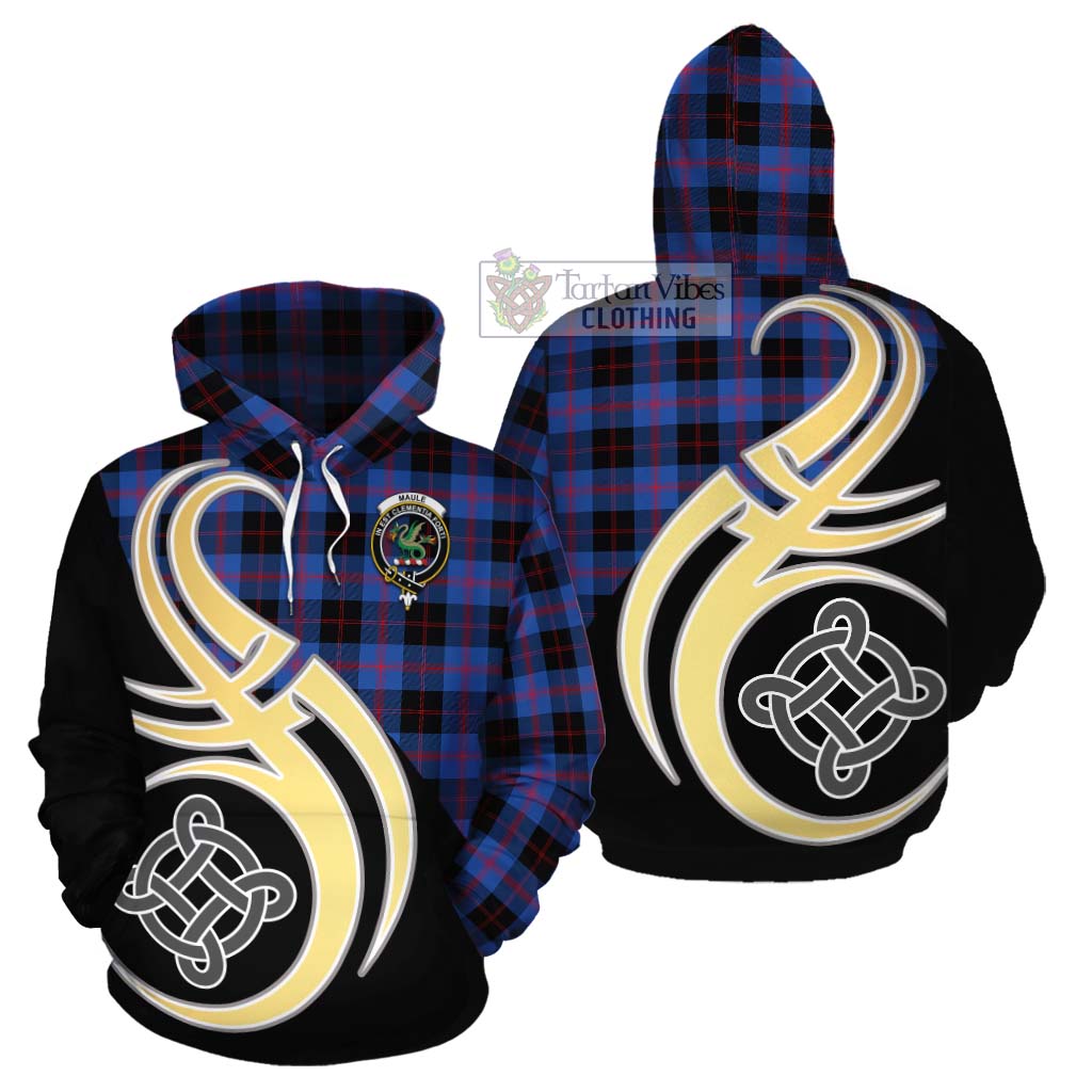 Tartan Vibes Clothing Maule Tartan Cotton Hoodie with Family Crest and Celtic Symbol Style