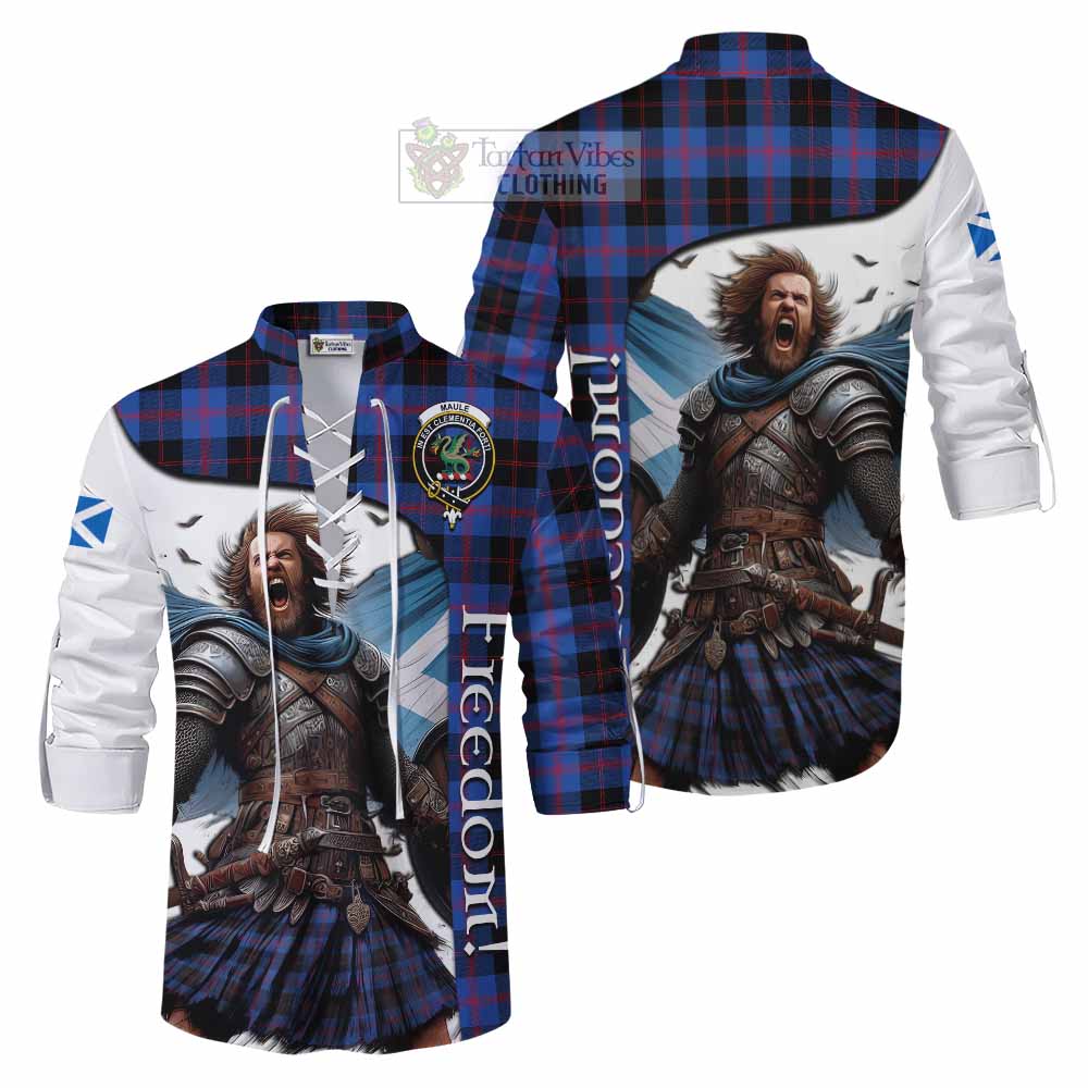 Tartan Vibes Clothing Maule Crest Tartan Ghillie Kilt Shirt Inspired by the Freedom of Scottish Warrior