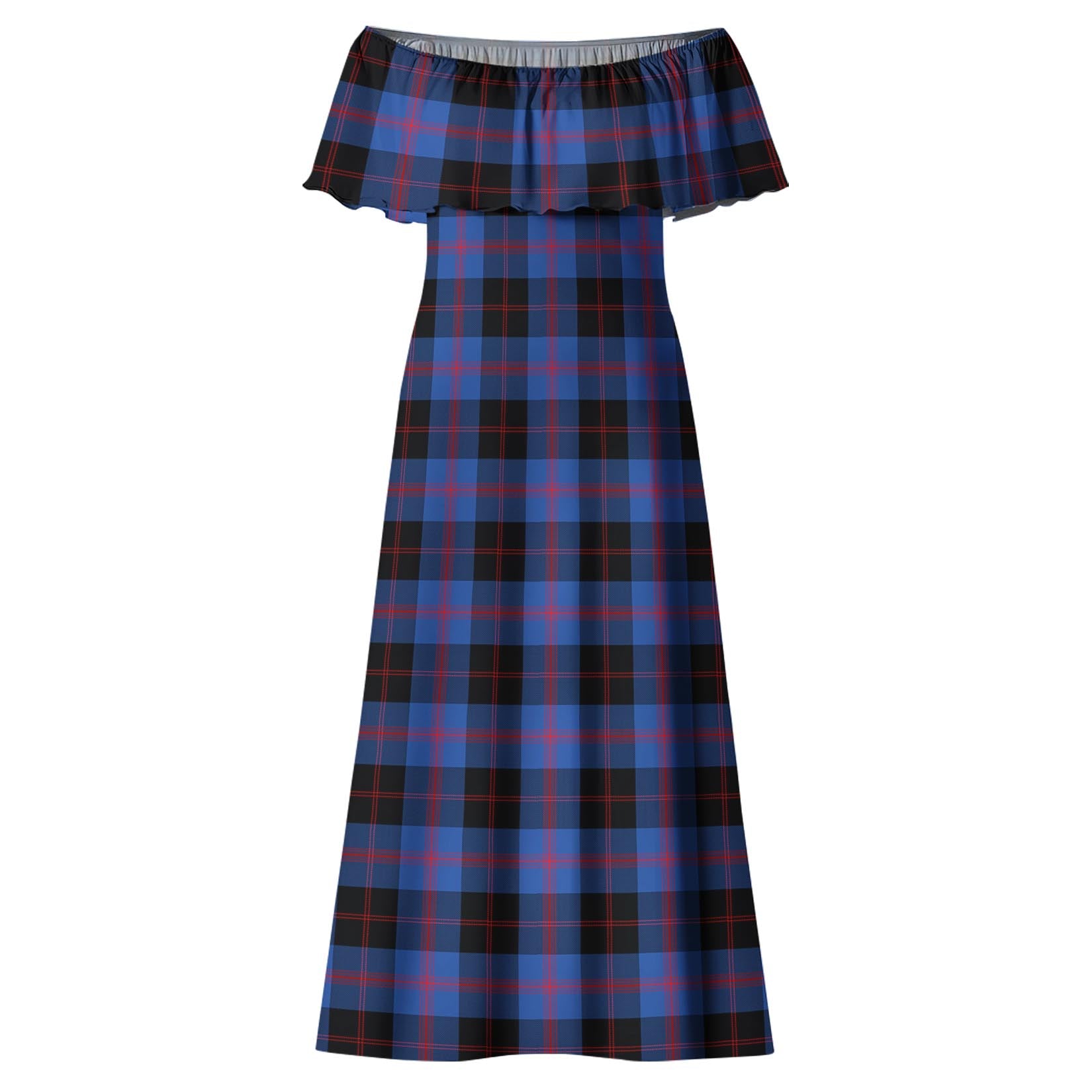 Maule Tartan Off Shoulder Long Dress - Tartanvibesclothing