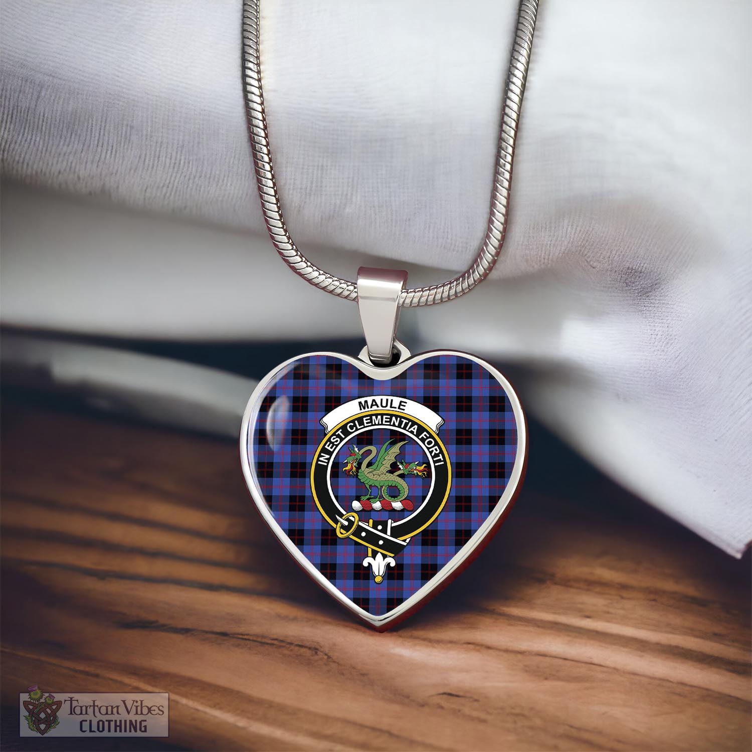 Tartan Vibes Clothing Maule Tartan Heart Necklace with Family Crest