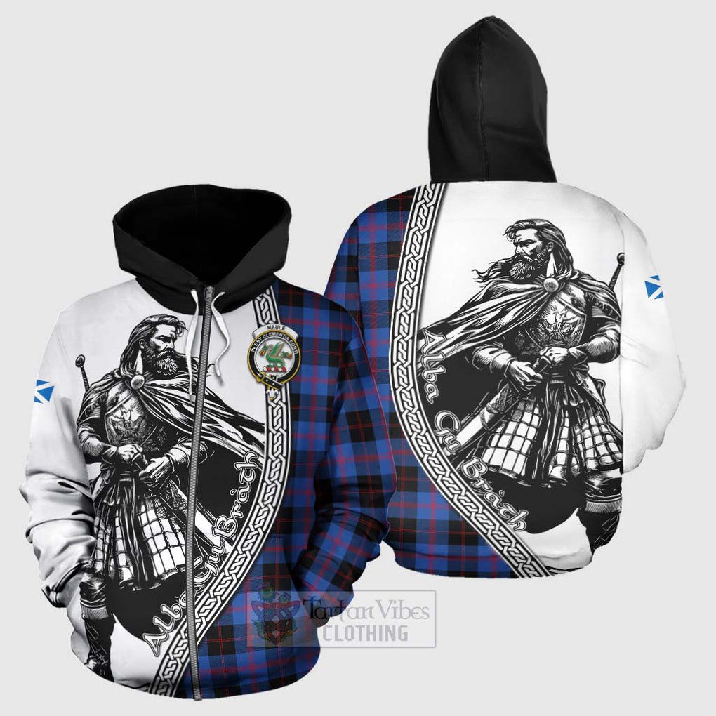 Tartan Vibes Clothing Maule Tartan Clan Crest Hoodie with Highlander Warrior Celtic Style