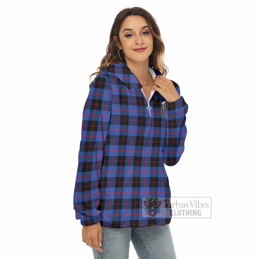 Tartan Vibes Clothing Maule Tartan Crest Women's Borg  Half Zip Fleece Hoodie