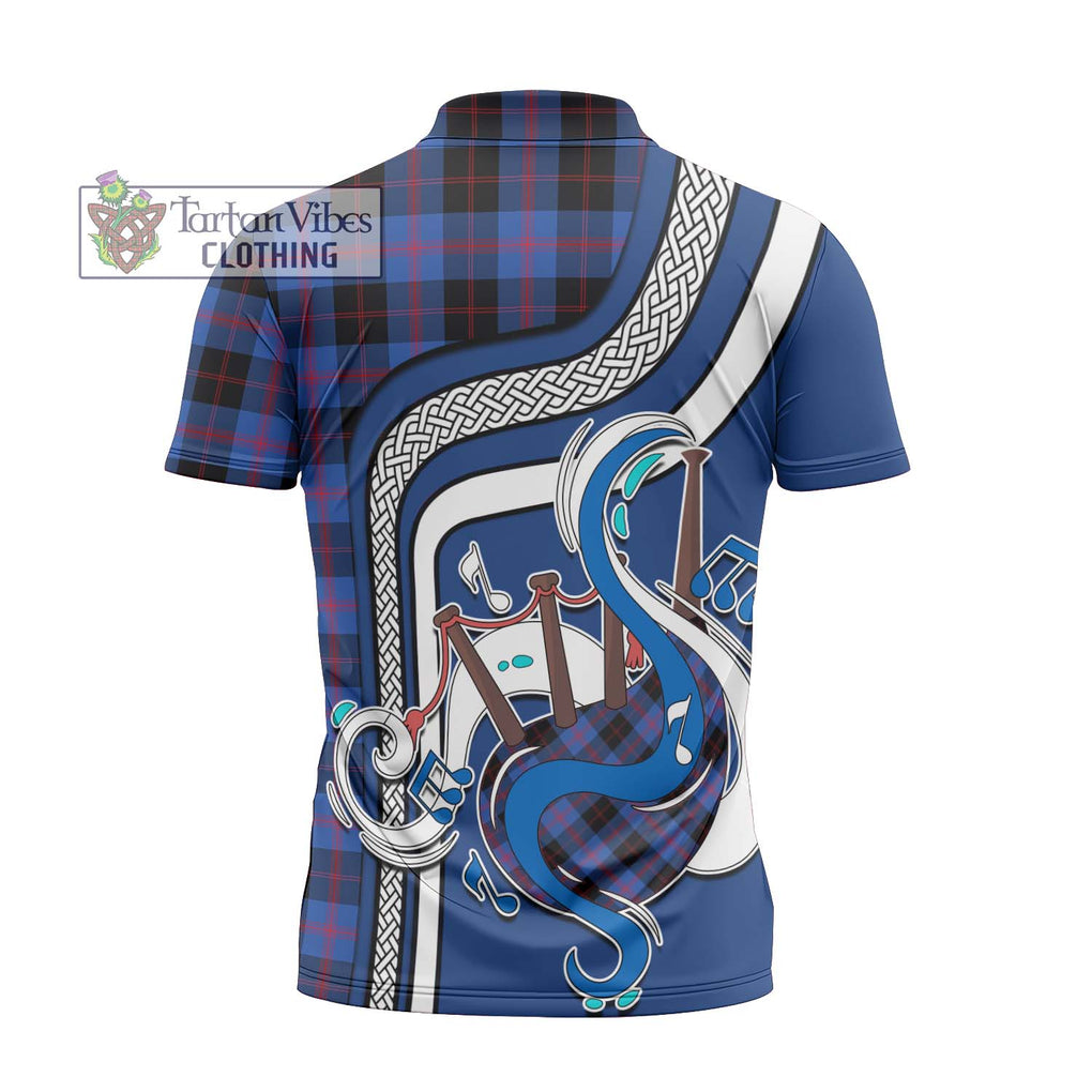 Maule Tartan Zipper Polo Shirt with Epic Bagpipe Style - Tartanvibesclothing Shop