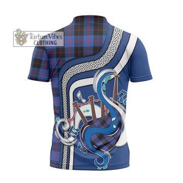 Maule Tartan Zipper Polo Shirt with Epic Bagpipe Style