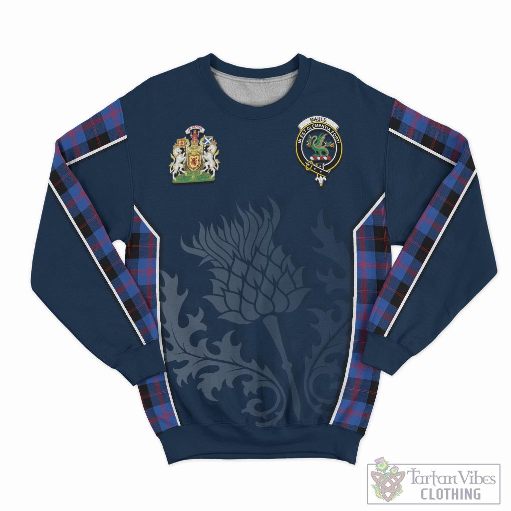 Tartan Vibes Clothing Maule Tartan Sweatshirt with Family Crest and Scottish Thistle Vibes Sport Style