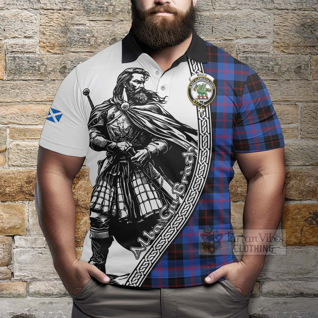 Tartan Vibes Clothing Maule Tartan Clan Crest Polo Shirt with Highlander Warrior Celtic Style