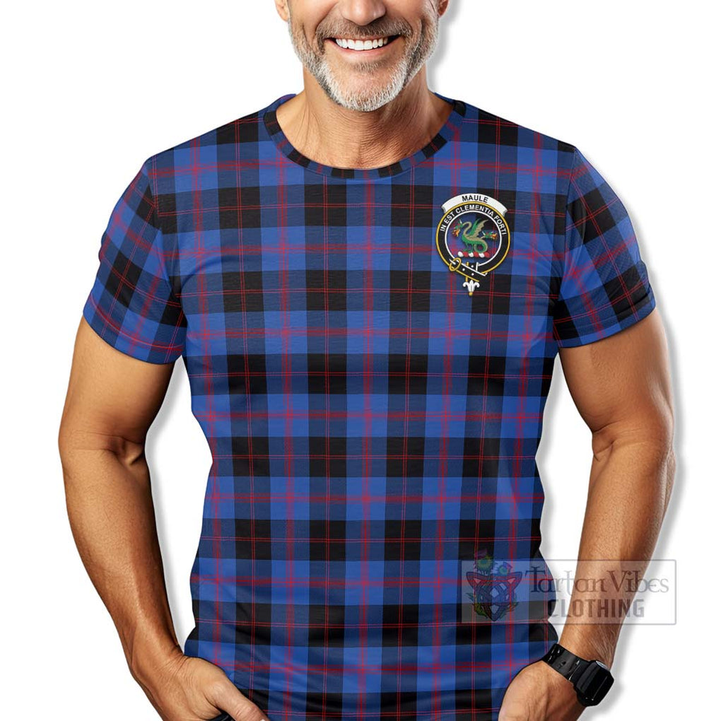 Tartan Vibes Clothing Maule Tartan T-Shirt with Family Crest Celtic Skull Style